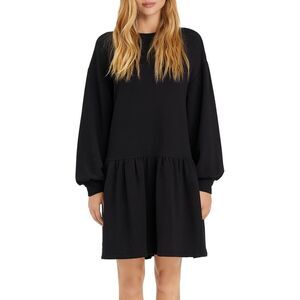 Sanctuary Womens Blouson Long Sleeve Modal Blend Ruffle Hem Mini Dress M  Black